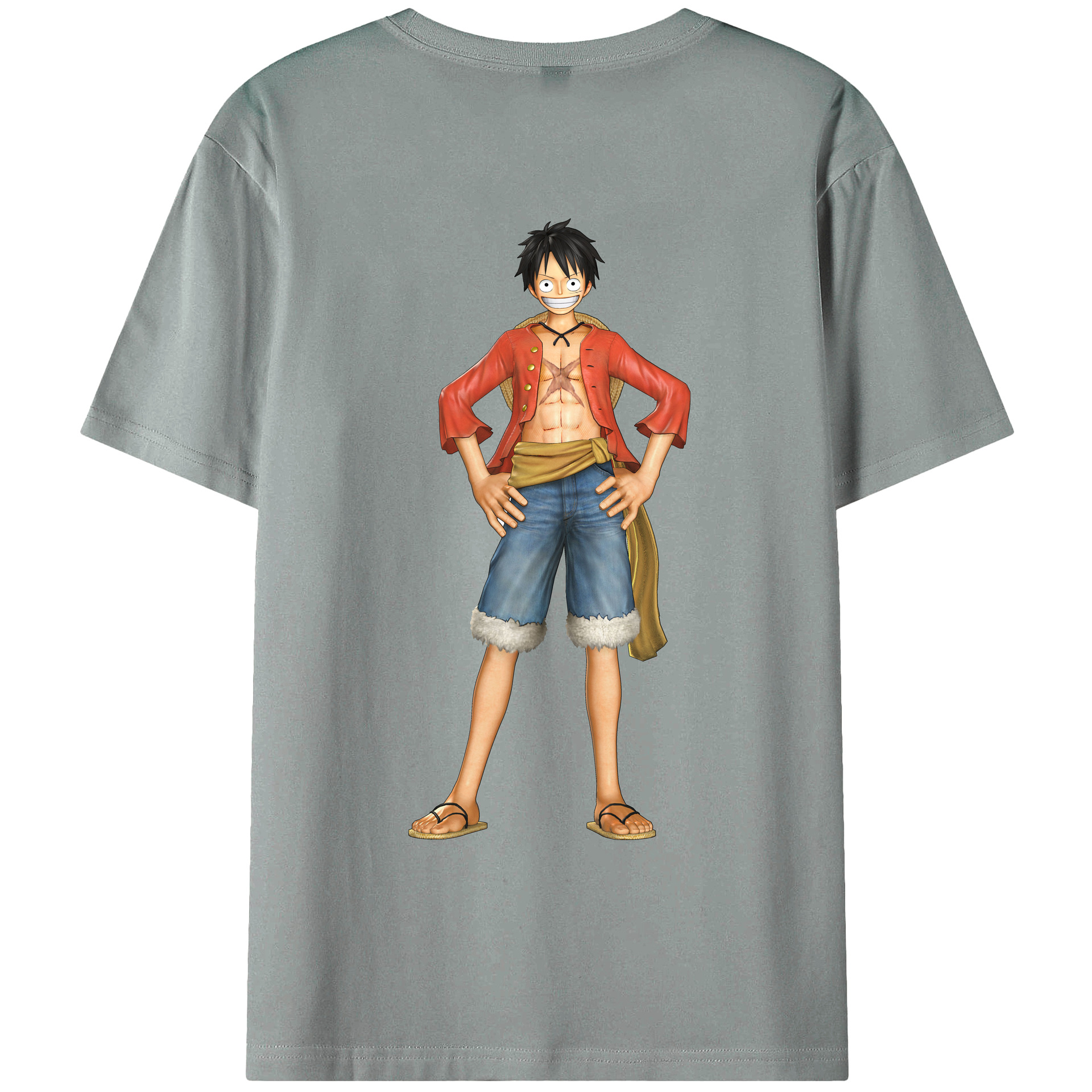 ワンピース モンキー・D・ルフィ ONE PIECE Monkey D. Luffy 綿100％ メンズ半袖Tシャツ（バックプリント） 通気性
